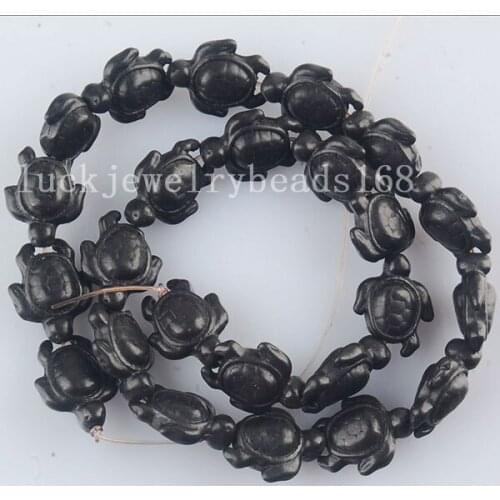 Free shipping Women Fashion Jewelry Black Howlet Howlite Turtle Loose Beads 15.5" FG6209