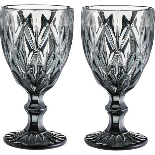 Wine Glasses Drinking Cup Wedding Banquet Wine Glass Retro Diamond Champagne Juice Glass Beverage Goblet 300ml 8oz