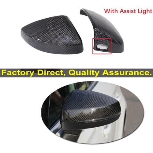 Carbon Fiber Mirror Cover Caps fit for Audi A3 S3 RS3 With Assist Light 2014-2018