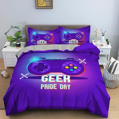 Gamer Bedding Sets Game Quilt Comforter Covers 2/3 Pcs King Queen Single Cartoon Game Duvet Cover For Kids Boys Gift Bed Set