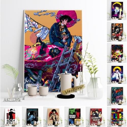 Classic Cartoon Manga Cowboy Bebop Vintage Poster Japan Anime Character Spike Spiegel Print Art Wall Stickers Bedroom Home Decor