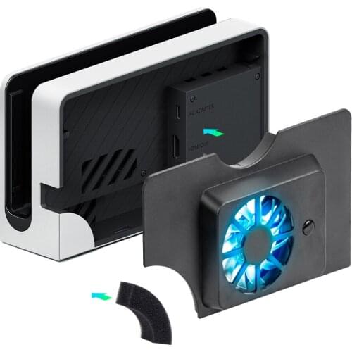 DOBE Switch Oled Game Host Console Fan Cooling Base Cooler Fan Temperature Radiator With Blue LightSpecial For Internet Cafes
