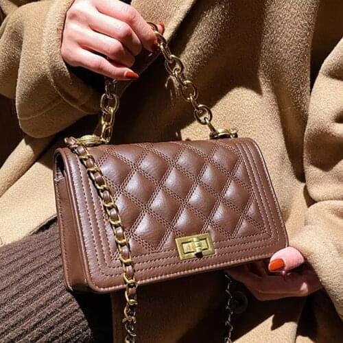 Lattice Square Tote bag 2021 Fashion New High-quality PU Leather Womens Designer Handbag Vintage Shoulder Messenger Bag Purses