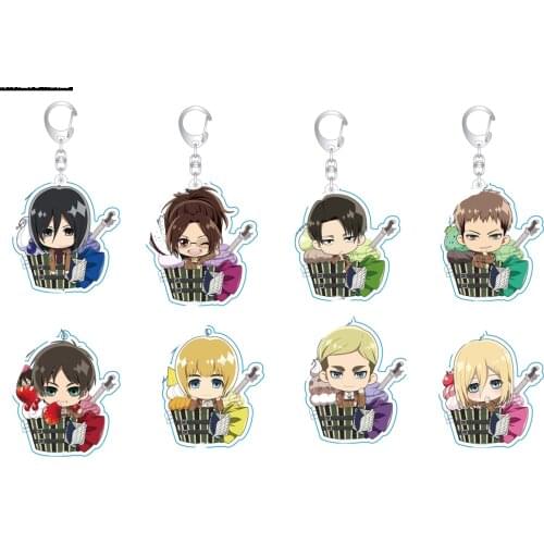 Hot Anime Attack on Titan Rivaille Ackerman Erwin Smith Eren Jaeger Armin Arlert Acrylic Pendant Keychain Bag Keyring Toy