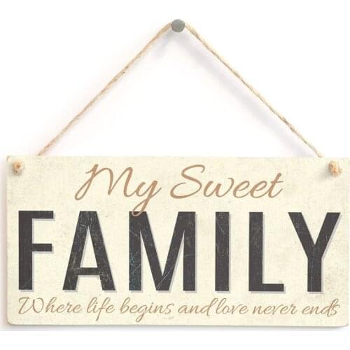 Meijiafei My Sweet Family - Where life begins and love never ends - Loving Family Home Accessory Gift Sign 10" x 5"