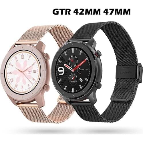Milan band For Xiaomi Huami Amazfit GTR 47MM Strap Smart Watch stainless steel Wrist belt Bracelet for amazfit gtr 42mm correa