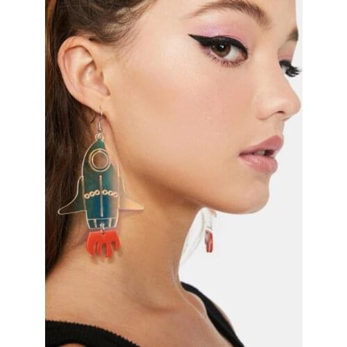 Cute Cartoon Rocket acrylic jewelry wholesale Earrings Women korean Earrings Fashion Charm Exaggerated Hip Hop Girls Gift