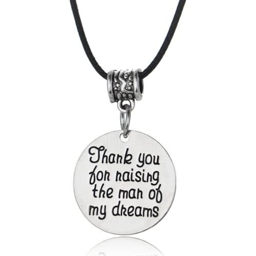 Fashion Necklace Thank You For Raising The Man Of My Dreams Rope Chain Pendant Women Men Teachers Mom Dad Thanksgiving Gift