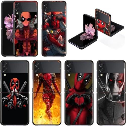 Fashion New Mobile Cover Marvel Deadpool Shockproof Hard Shell For Samsung Galaxy Z Flip 3 5G Black Fundas Phone Case