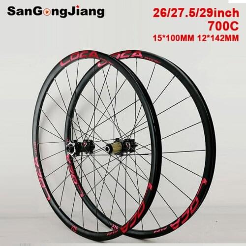 Bike wheel set 26/27.5/29 inch Road/Mountain bike wheelset 700C 24H Thru 12*142MM 15*100MM 6 claws MTB Ultralight bicycle wheel