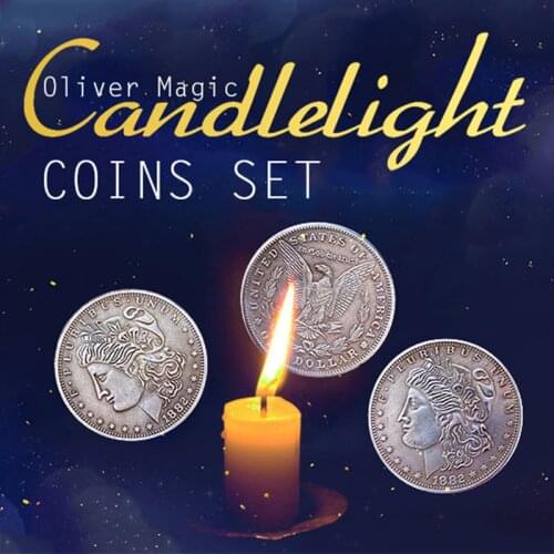 Candlelight Coins Set by Oliver Magic Coin Magic Tricks Gimmick Close up Magic Illusion Magia Props Magician Coin Thru Table Fun