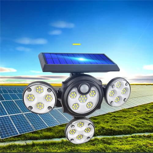 PIR Motion Sensor Four-Head Wall Lamps 102/104COB 102LED Lawn Ground Solar LED Light Outdoor Garden Landscape Villa Spotlight