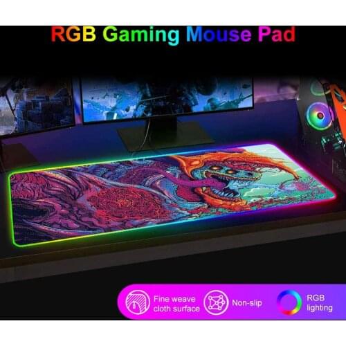 LED RGB Backlight Map Snow Lion Light Pattern Desktop Gaming Mouse Pad Cushion