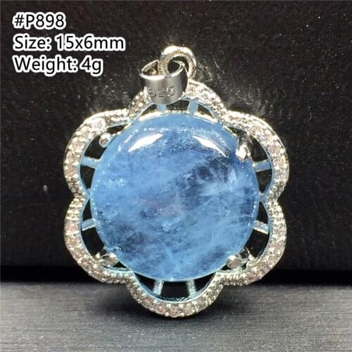 Natural Ocean Blue Aquamarine Necklace Pendant Jewelry For Woman Lady Man Beauty Gift Crystal Stone Beads Silver Gemstone AAAAA