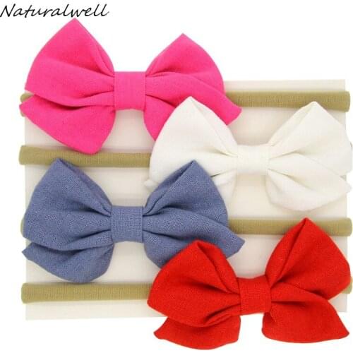Naturalwell Baby girls hairbows Toddler infant elastic hair band Child hair bows Newborns hair accessories hairbands 1set HB127