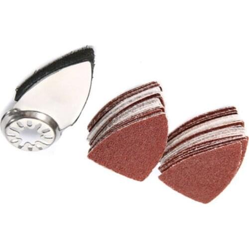 Stainless Steel Finger Sand Disc With 50Pcs 60-240 Grits Triangle Sanding Paper Kit For Metal Wood Leather Rubber Stone Polish