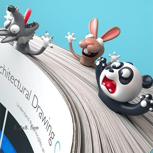 Novelty Items 3D Animal Book Marks Creative Cartoon Cat Rabbit Panda Bookmarks for Books Kids Gifts School Office Stationery