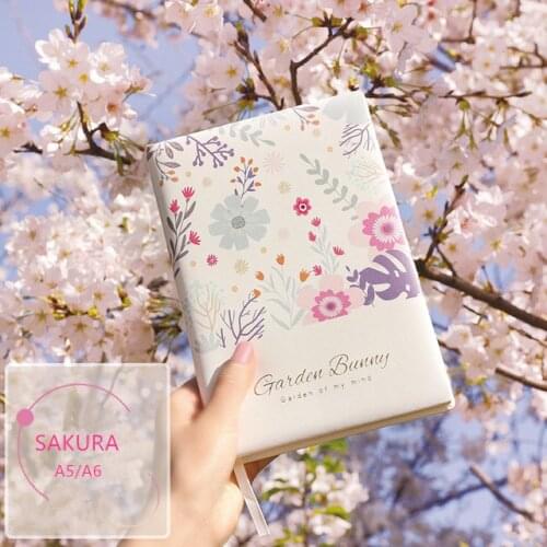 New Arrival A5/A6 Sakura Flower PU Diary Journal Notebook Planner Agenda Bullet Book Kids Birthday Gift School Stationery