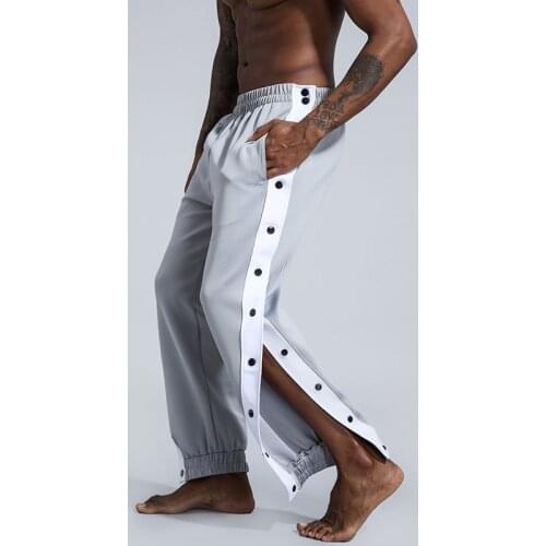 Casual pants mens jogging sports trousers 2021 new fitness training trousers fashion full-open side row button trousers