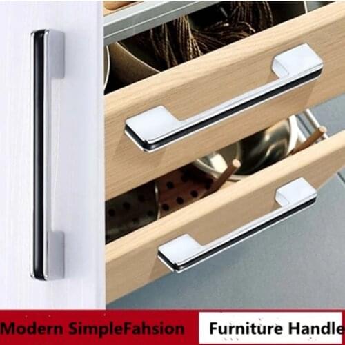 224 256mm modern simple fashion length silver black wardrobe kitchen cabinet door handle chrome white cupboard drawer pull knob