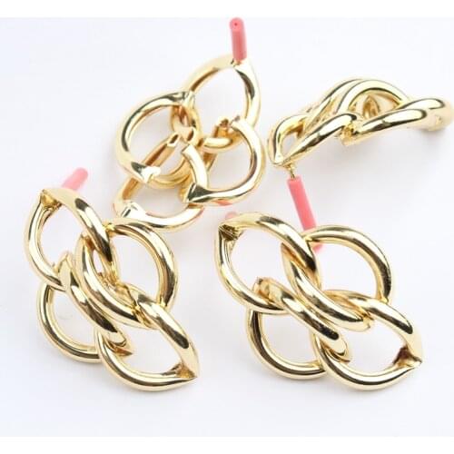 Zinc Alloy Gold Grid Exaggerated Geometric Base Earring Connector 25*36mm 6pcs/lot For DIY Fashion Earring Making Accessories