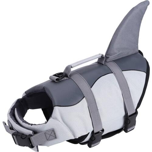 Dog Life Jacket Adjustable Dog Clothes Lifesaver Grey Vests with Rescue Pet Dog Safety Swimsuit For Swimming Pool Beach Boating