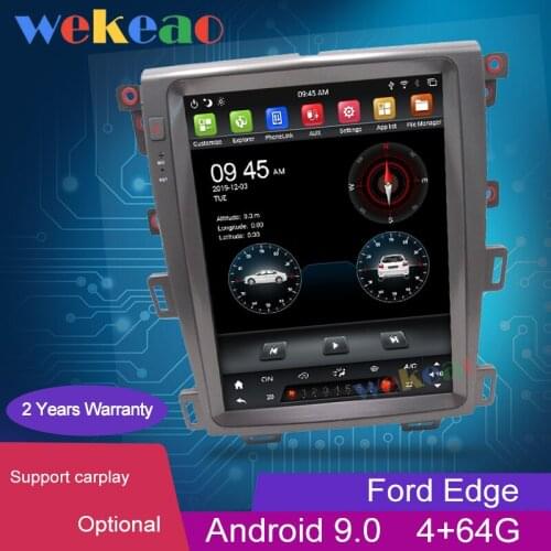 Wekeao Vertical Screen Tesla Style 12.1'' 1Din Android 9.0 Car Radio For Ford Edge Dvd Player Auto GPS Navigation 2009-2014 WIFI