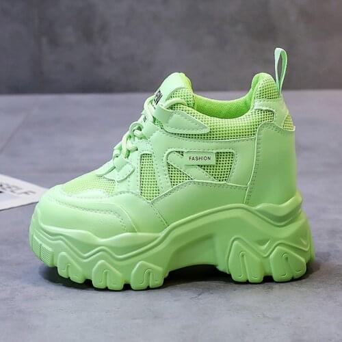 Hidden Heel Chunky Shoes For Women Sneakers 2021 Autumn Fashion High Heels Casual Shoes Leather Women Platform Wedges Sneakers