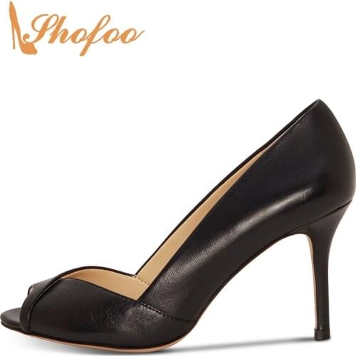 Black Snakeskin Casual Stiletto Womans Pumps Spring/Autumn Peep Toe High Thin Heels Party Novelty Ladies Shoes Large Size 43 44