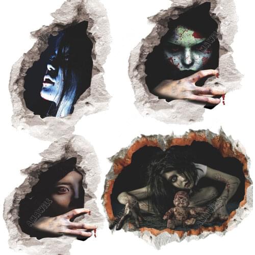 1pcs Halloween Horror Wall Sticker Bedroom Living Room Decorative 3D Female Ghost Wallpaper Murals Wall Stickers Wall Ornaments