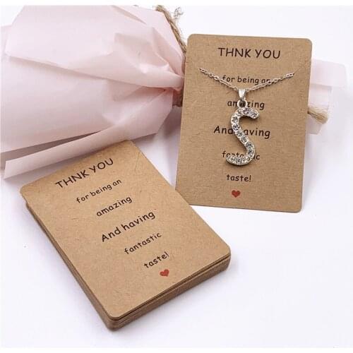 100pcs 70*50mm Print 'Thank You 'Chain&Pendant Packing Cards Accessory Displays Hot Tag Accept Customize Logo