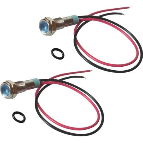 2 pcs 6mm LED Metal Indicator Light Waterproof Signal Pilot Dash Lamp Blue