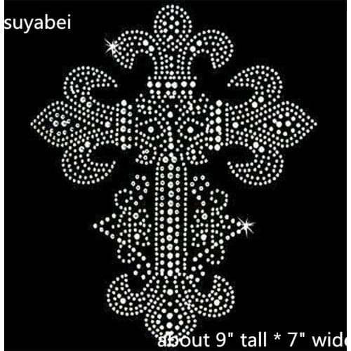 2pc/lot Cross designs iron on transfer hot fix rhinestone transfer motifs iron on crystal transfers design fixing rhinestones