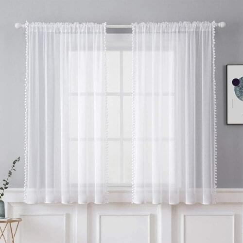 2021 White Solid color Sheer Curtains Window Tulle Curtains for Living Room Bedroom Kitchen European Style Voile Curtain Drapes