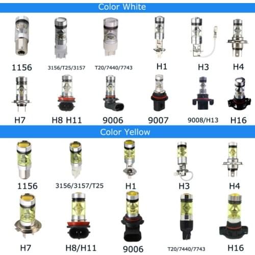 2x100W Car LED Fog Light 9006 9005 H1 H3 H4 H7 For Universal Camry Auris Celica Corolla Yaris Avensis