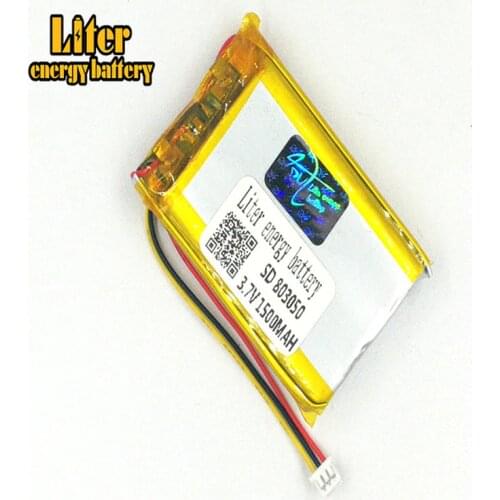 1.25MM 3wire connector 3.7V 803050 1500mah e-books GPS PDA Recreational machines li-ion rechargeable battery lipo battery