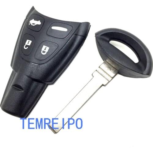 4 Button Remote Key Fob Case Cover Shell Pad + Insert for SAAB 9-3 93 2008 2009 2010 2011