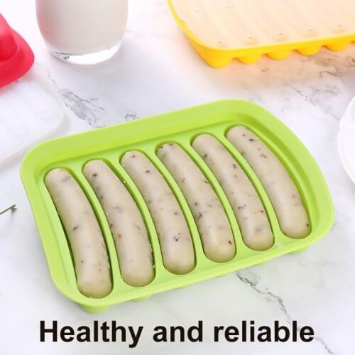 6-Cavity Sausage Maker Silicone Mold DIY Hot Dog Handmade Ham Sausage Mould Non-Stick Kitchen Making Hot Dog Tool
