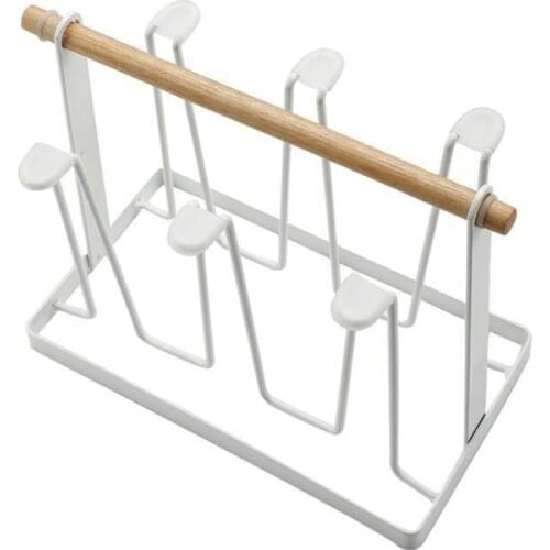 667A Vintage Wrought Iron Cup Holder Coffee Mug Glass Bottle Hanger Drying Display Rack Drainer Storage Organizer Stand Kitchen