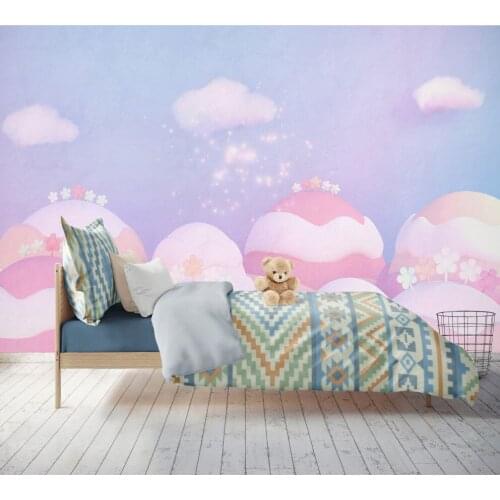 8d Modern Cartoon Princess style photo wall sticker for lliving room TV background wallpaper 3d pink warm mural paper Decor