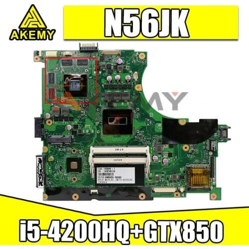 Akemy N56JK Motherboard For ASUS N56JK N56J G56J G56JK Laptop Motherboard Mainboard W/ i5-4200HQ + GTX850-4GB GPU