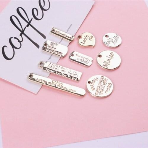4/10pcs alloy accessories DIY Charms letter ornament BRACELET Metal Material Earrings Keychain jewelry