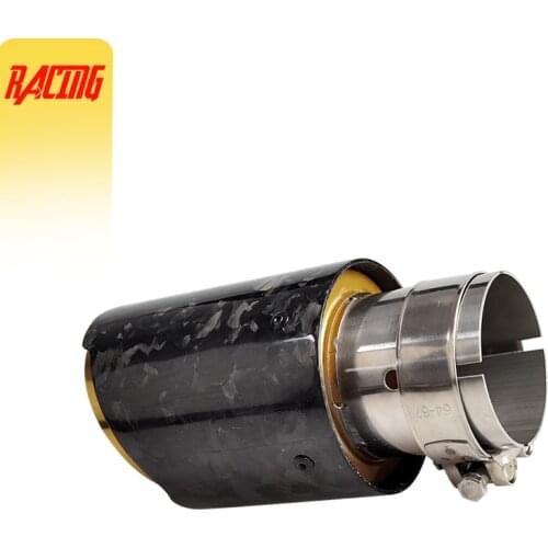 Car Universal Straight Edge Glossy Forged Carbon Fiber Gold Pipe Exhaust Muffler Tip Exhaust End Pipe Tail Pipe Tip without logo