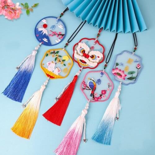 Safe Amulet Diy Embroidery Kits Cross Stitch Landscape Crafts for Children Organizer Craft Car Pendant Gift Needlework Tool Bag