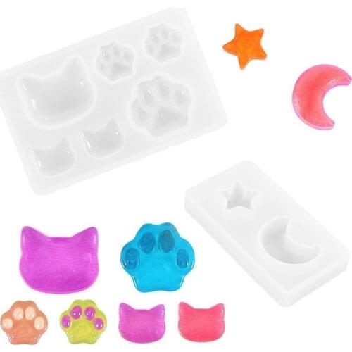 Fashion DIY Moon Star Tag Shaped Keychain Casting Silicone Mould Crafts Key Chain Pendant Making Tools Crystal Epoxy Resin Mold