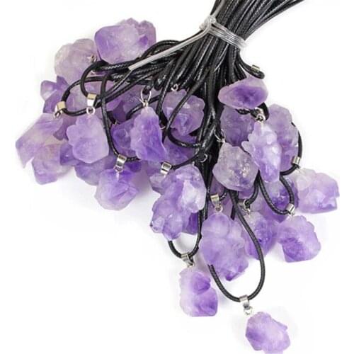 Quartzs Jaspers Irregular Shaped Purple Amethysts Pendant Necklace Fashion Unique Natural Stone Necklace Jewelry For Women Gift