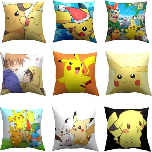 45x45cm Anime Cartoon Pokemon Series Cushion Cover Pikachu Pillow Case Sofa Car Home Plush Cover Gift Toy Without Pillow