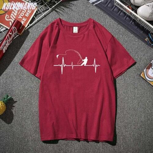 Birthday Gifts For Dad Fishinger Heartbeat Fish Funny Graphic T Shirts Men Cotton Casual Oversized Tee Shirt Tops Harajuku