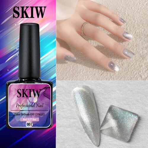 SKIW Nail Glue Gel Nail Polish Cat Eye Reflective Glitter Gel Diamond Nail Art Paint Magnetic Polish For LED Uv Gel Nail Polish