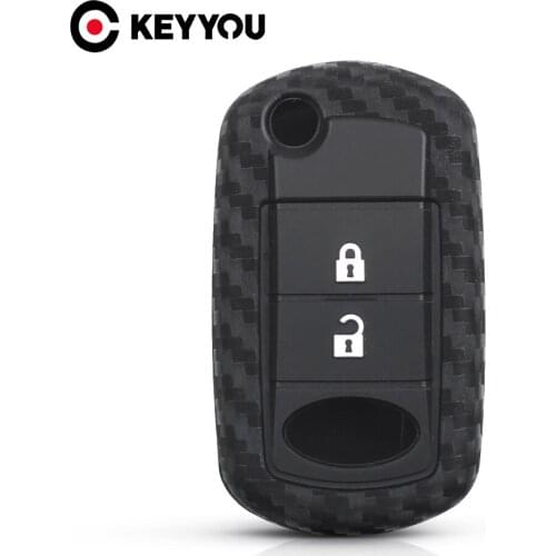 KEYYOU Key Rings For Land Rover Range Rover Sport LR3 Discovery Car Carbon Fiber Silicone Key Case Cover Protected Fob 3 Buttons